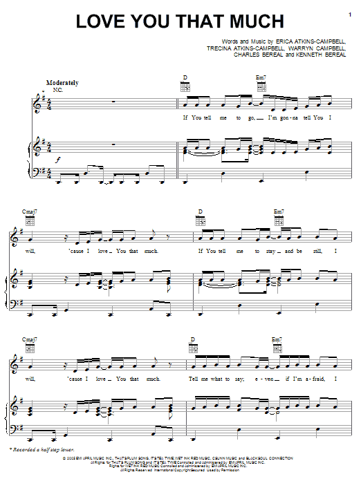 Mary Mary Love You That Much sheet music notes and chords arranged for Piano, Vocal & Guitar Chords (Right-Hand Melody)
