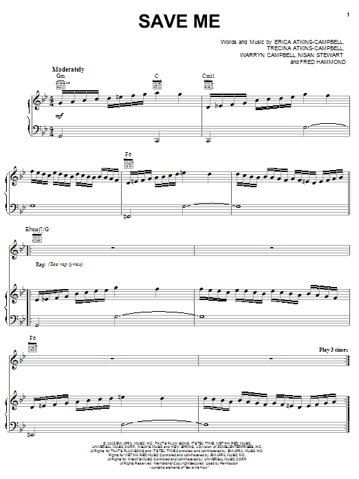 Mary Mary Save Me sheet music notes and chords arranged for Piano, Vocal & Guitar Chords (Right-Hand Melody)