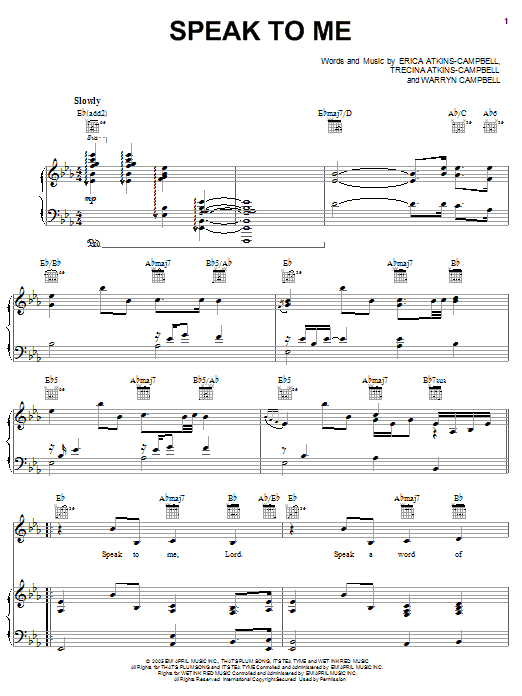 Mary Mary Speak To Me sheet music notes and chords arranged for Piano, Vocal & Guitar Chords (Right-Hand Melody)