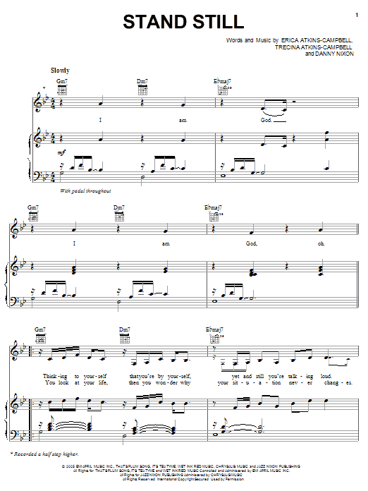 Mary Mary Stand Still sheet music notes and chords arranged for Piano, Vocal & Guitar Chords (Right-Hand Melody)