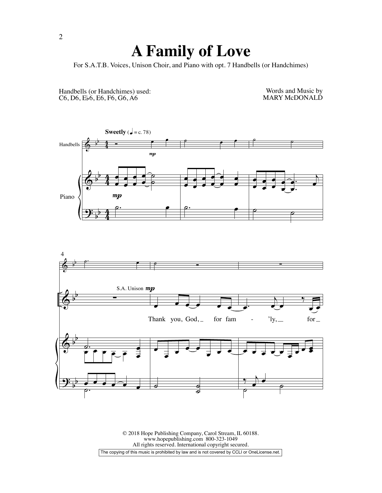 Mary McDonald A Family Of Love sheet music notes and chords arranged for SATB Choir
