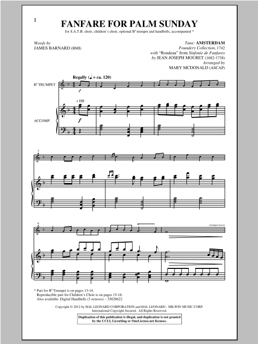 Mary McDonald Fanfare For Palm Sunday sheet music notes and chords arranged for Handbells