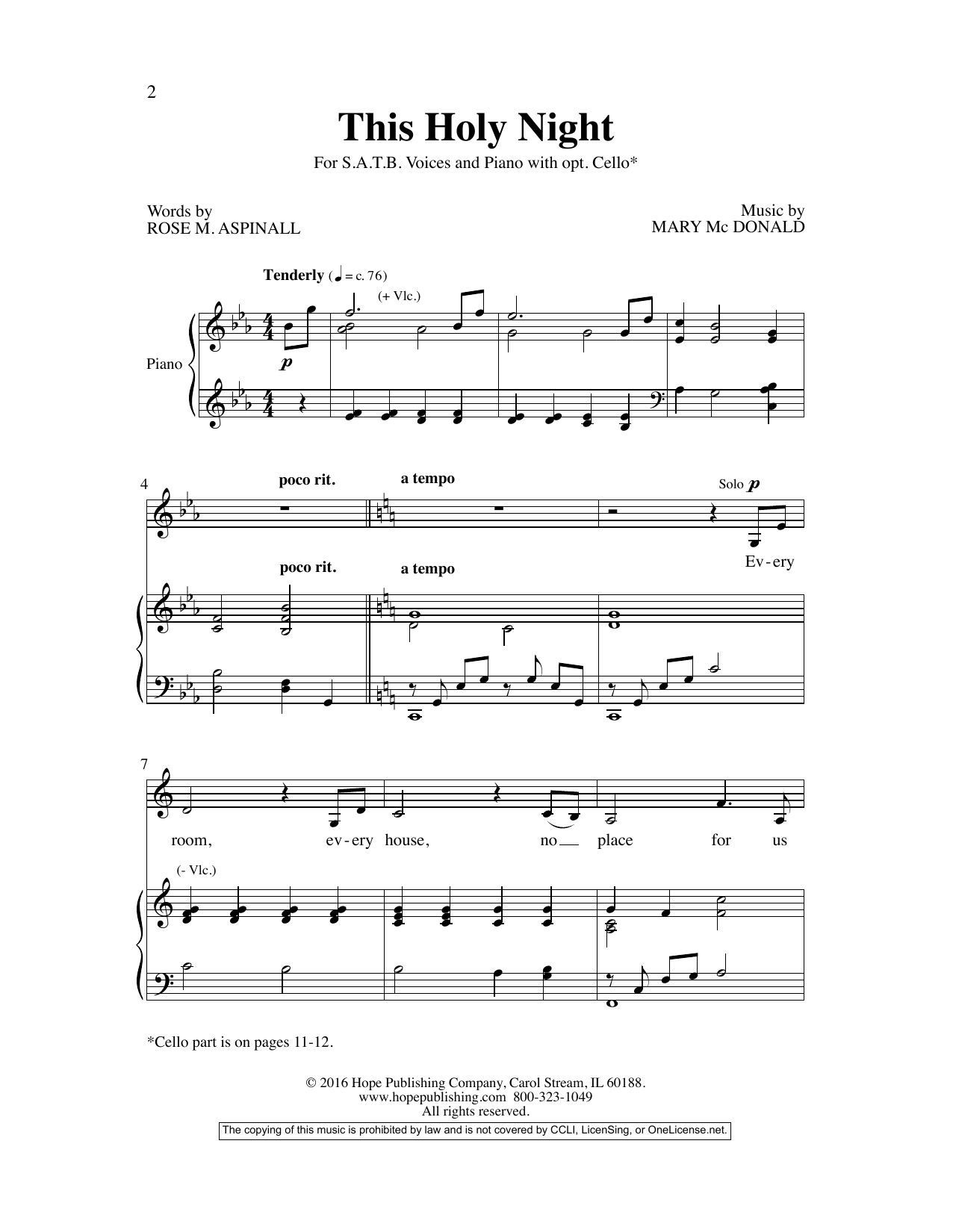 Mary McDonald This Holy Night sheet music notes and chords arranged for SATB Choir