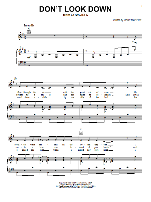 Mary Murfitt Don't Look Down sheet music notes and chords arranged for Piano, Vocal & Guitar Chords (Right-Hand Melody)