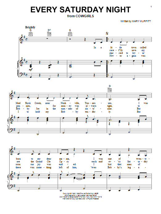 Mary Murfitt Every Saturday Night sheet music notes and chords arranged for Piano, Vocal & Guitar Chords (Right-Hand Melody)
