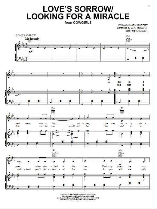 Mary Murfitt Love's Sorrow/Looking For A Miracle sheet music notes and chords arranged for Piano, Vocal & Guitar Chords (Right-Hand Melody)