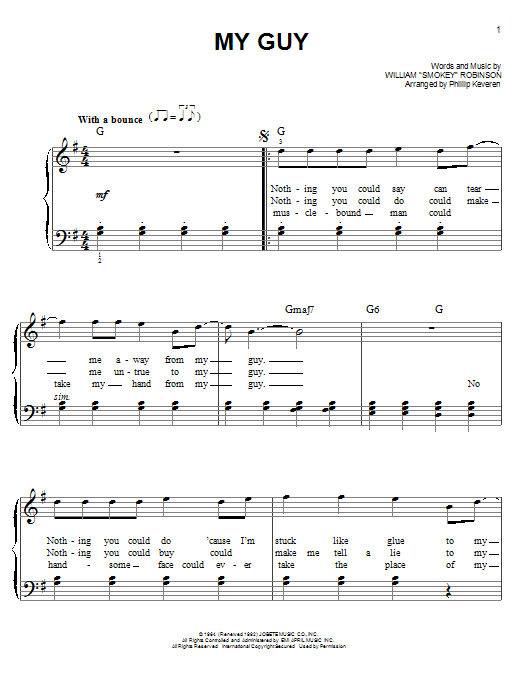 Mary Wells My Guy (arr. Phillip Keveren) sheet music notes and chords arranged for Easy Piano