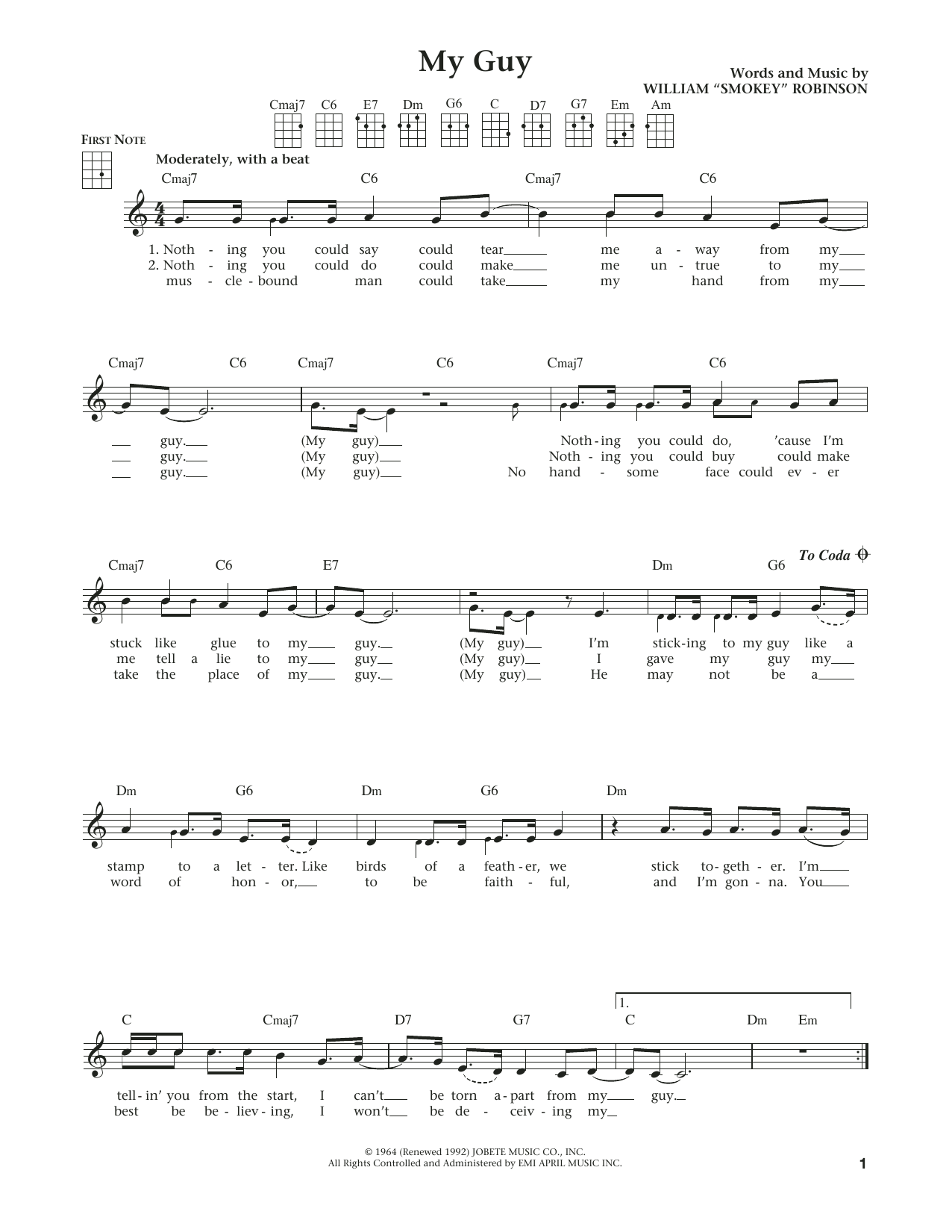 Mary Wells My Guy (from The Daily Ukulele) (arr. Liz and Jim Beloff) sheet music notes and chords arranged for Ukulele