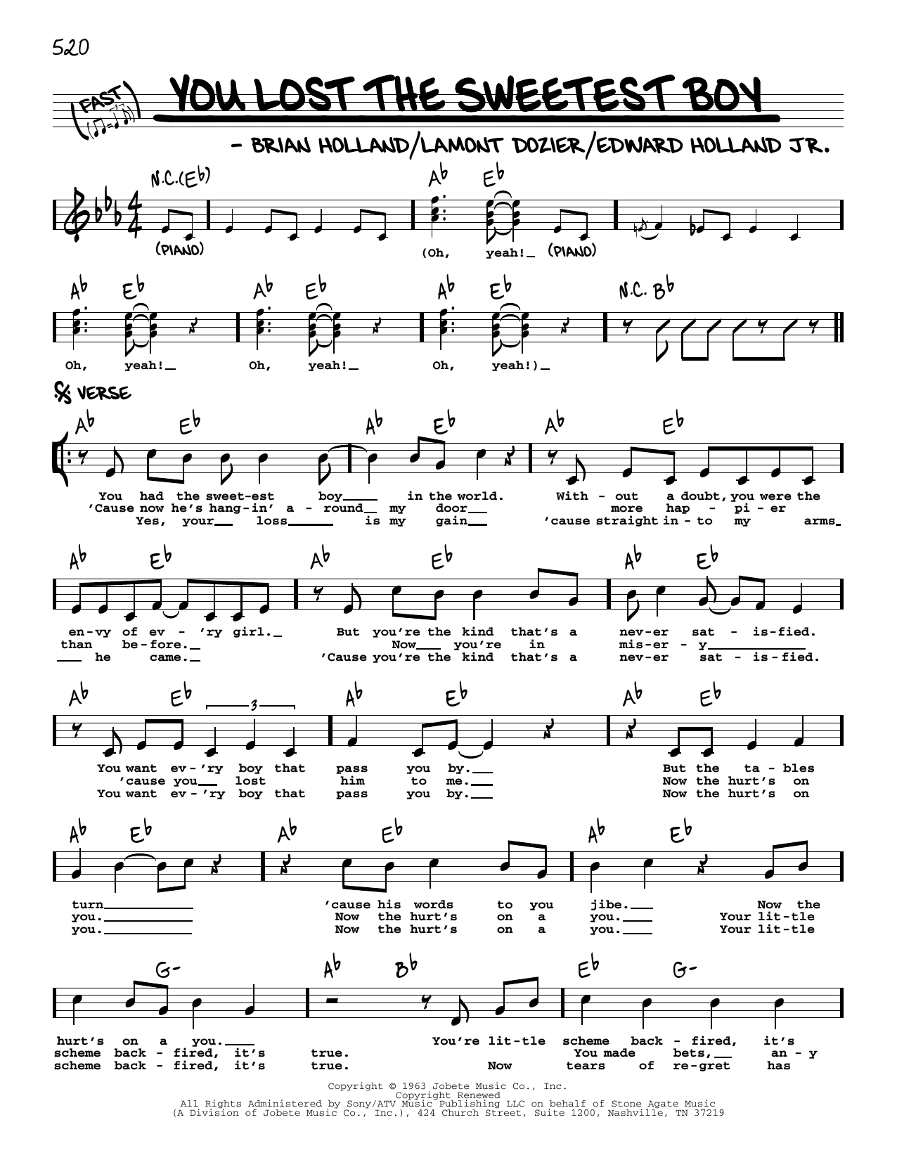 Mary Wells You Lost The Sweetest Boy sheet music notes and chords arranged for Real Book – Melody & Chords
