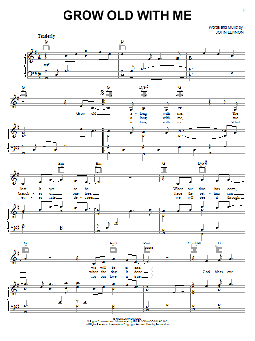 Mary Chapin Carpenter Grow Old With Me sheet music notes and chords arranged for Piano, Vocal & Guitar Chords (Right-Hand Melody)