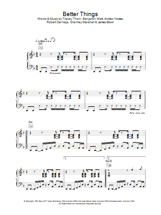 Massive Attack Better Things sheet music notes and chords arranged for Piano, Vocal & Guitar Chords