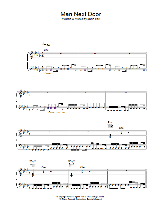 Massive Attack Man Next Door sheet music notes and chords arranged for Piano, Vocal & Guitar Chords
