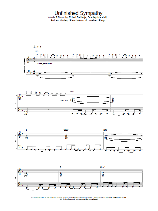 Massive Attack Unfinished Sympathy sheet music notes and chords arranged for Piano, Vocal & Guitar Chords