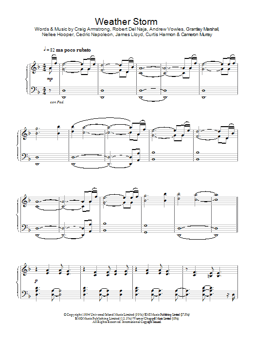 Massive Attack Weather Storm sheet music notes and chords arranged for Piano Solo