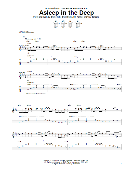 Mastodon Asleep In The Deep sheet music notes and chords arranged for Guitar Tab