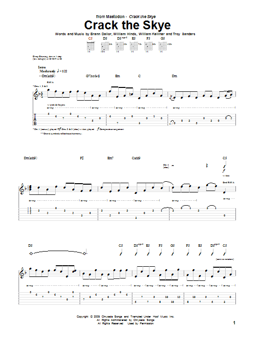 Mastodon Crack The Skye sheet music notes and chords arranged for Bass Guitar Tab