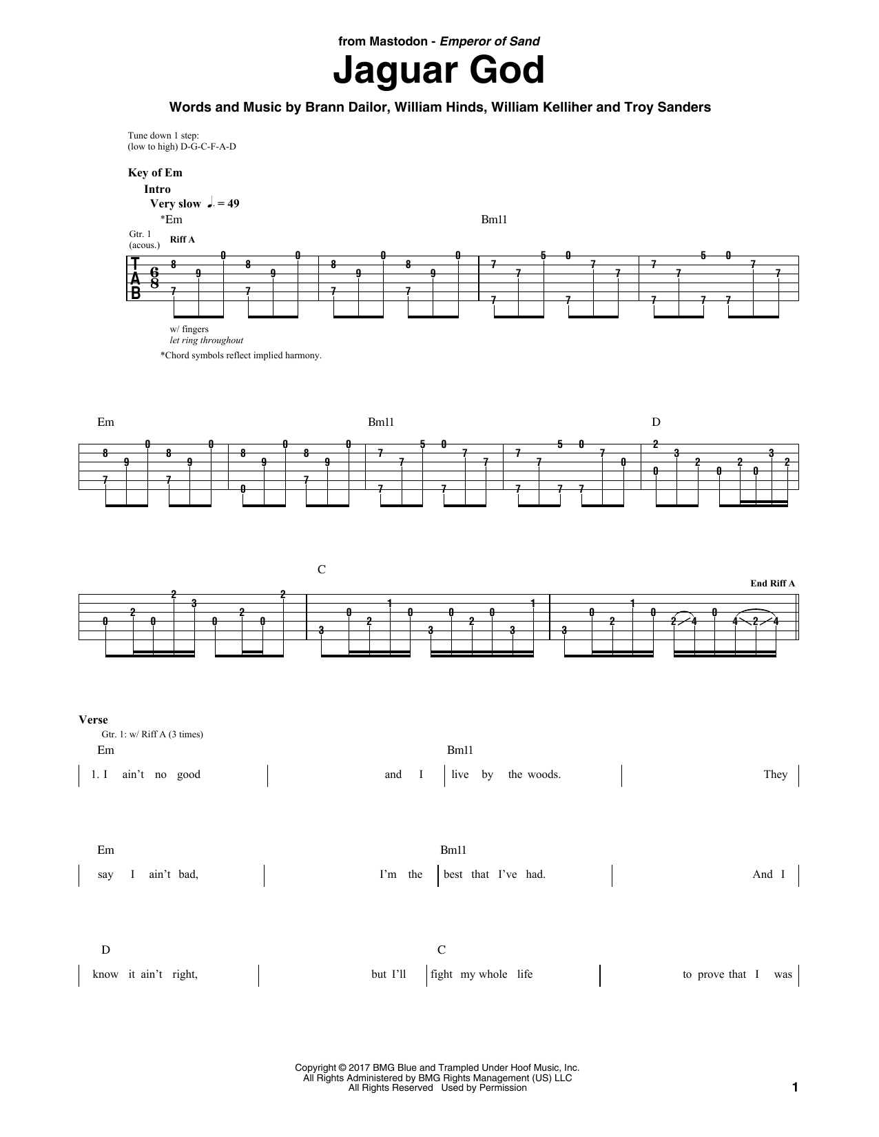 Mastodon Jaguar God sheet music notes and chords arranged for Guitar Rhythm Tab