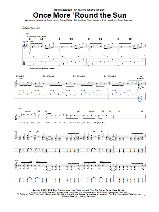 Mastodon Once More 'Round The Sun sheet music notes and chords arranged for Guitar Tab