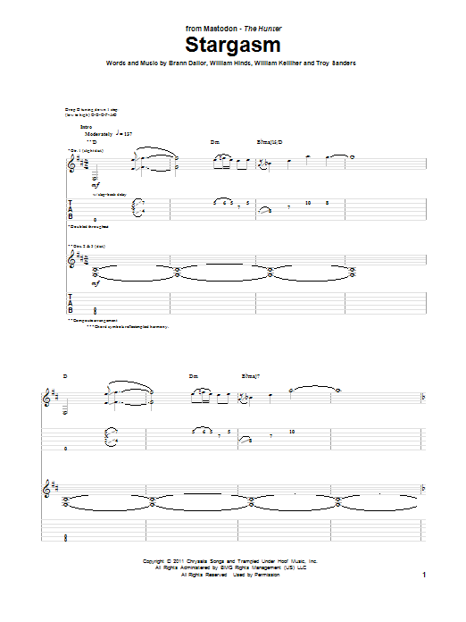 Mastodon Stargasm sheet music notes and chords arranged for Guitar Tab