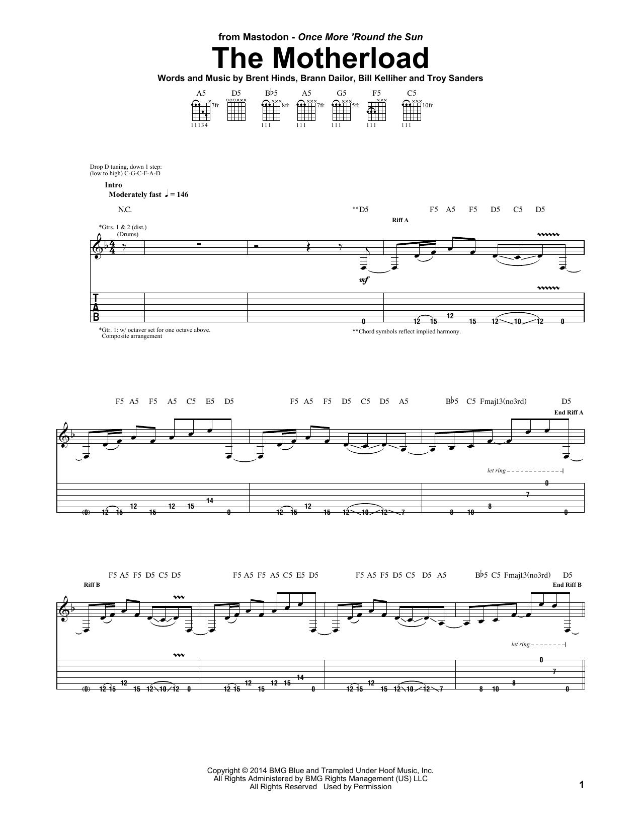 Mastodon The Motherload sheet music notes and chords arranged for Guitar Tab
