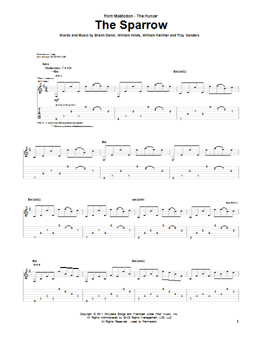 Mastodon The Sparrow sheet music notes and chords arranged for Guitar Tab