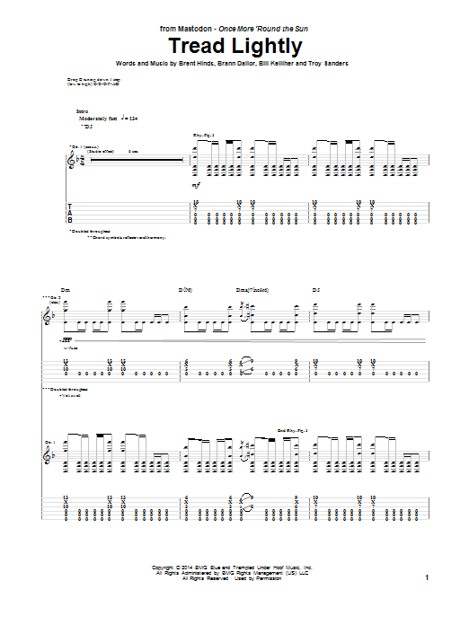 Mastodon Tread Lightly sheet music notes and chords arranged for Guitar Tab