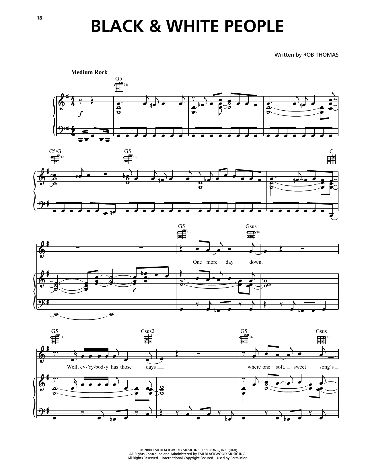 Matchbox Twenty Black & White People sheet music notes and chords arranged for Piano, Vocal & Guitar Chords (Right-Hand Melody)
