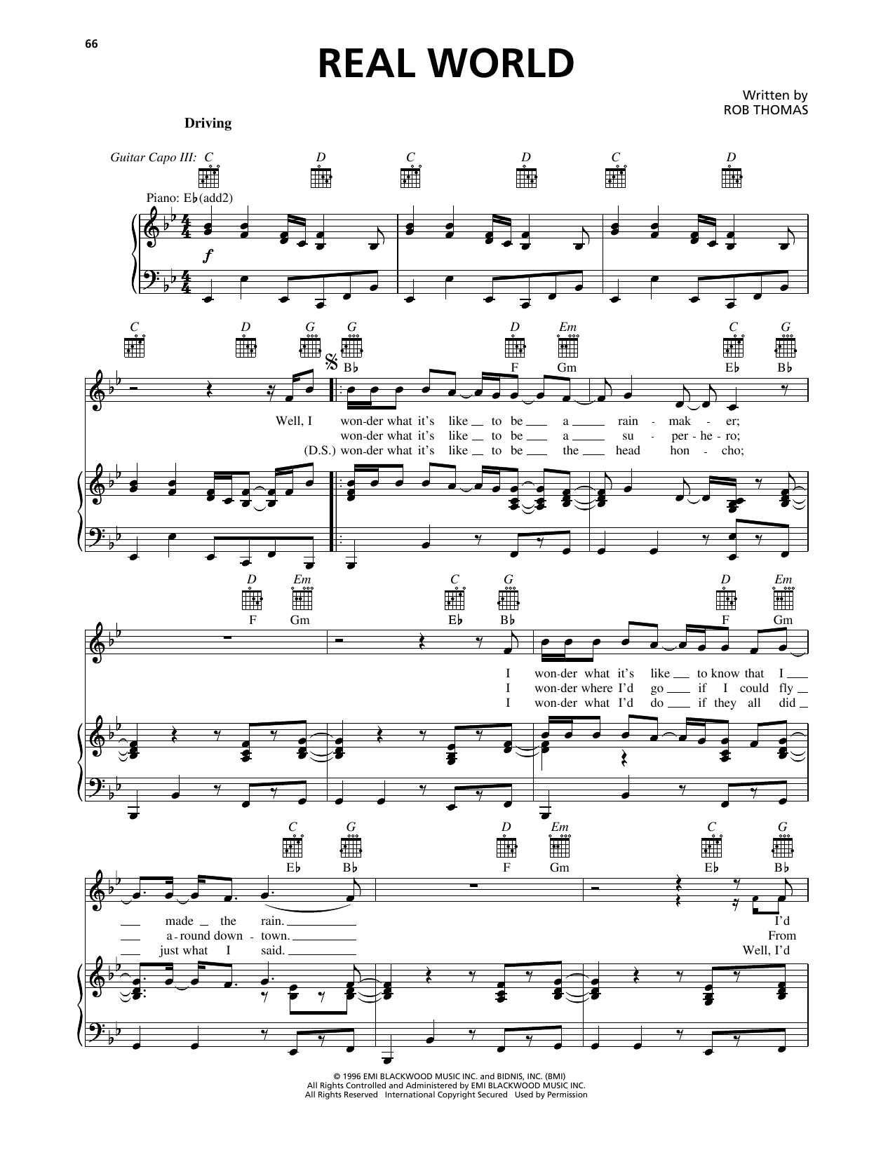 Matchbox Twenty Real World sheet music notes and chords arranged for Piano, Vocal & Guitar Chords (Right-Hand Melody)