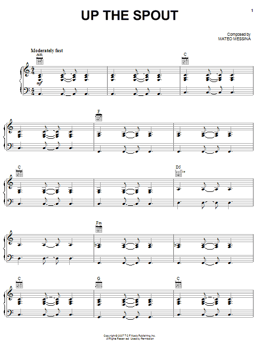 Mateo Messina Up The Spout sheet music notes and chords arranged for Piano, Vocal & Guitar Chords (Right-Hand Melody)