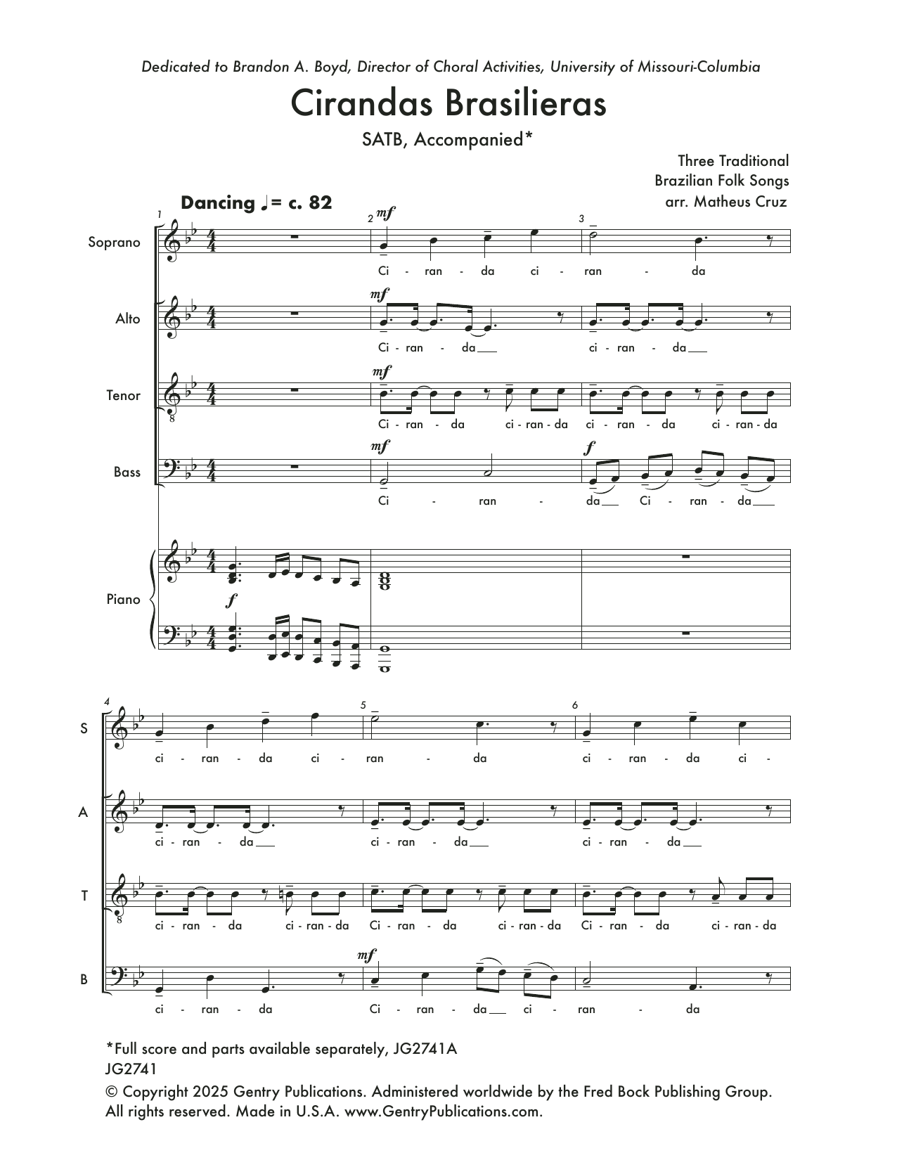 Matheus Cruz Cirandas Brasileiras sheet music notes and chords arranged for SATB Choir