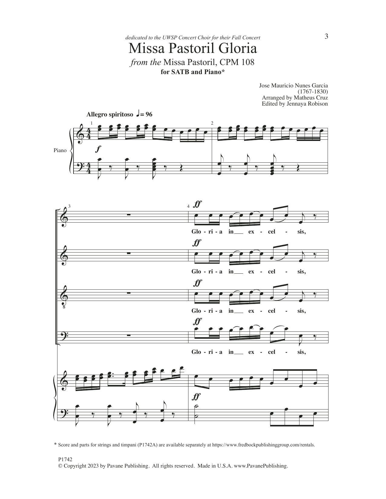 Matheus Cruz Missa Gloria Pastoril (from the Missa Pastoril, CPM 108) sheet music notes and chords arranged for SATB Choir