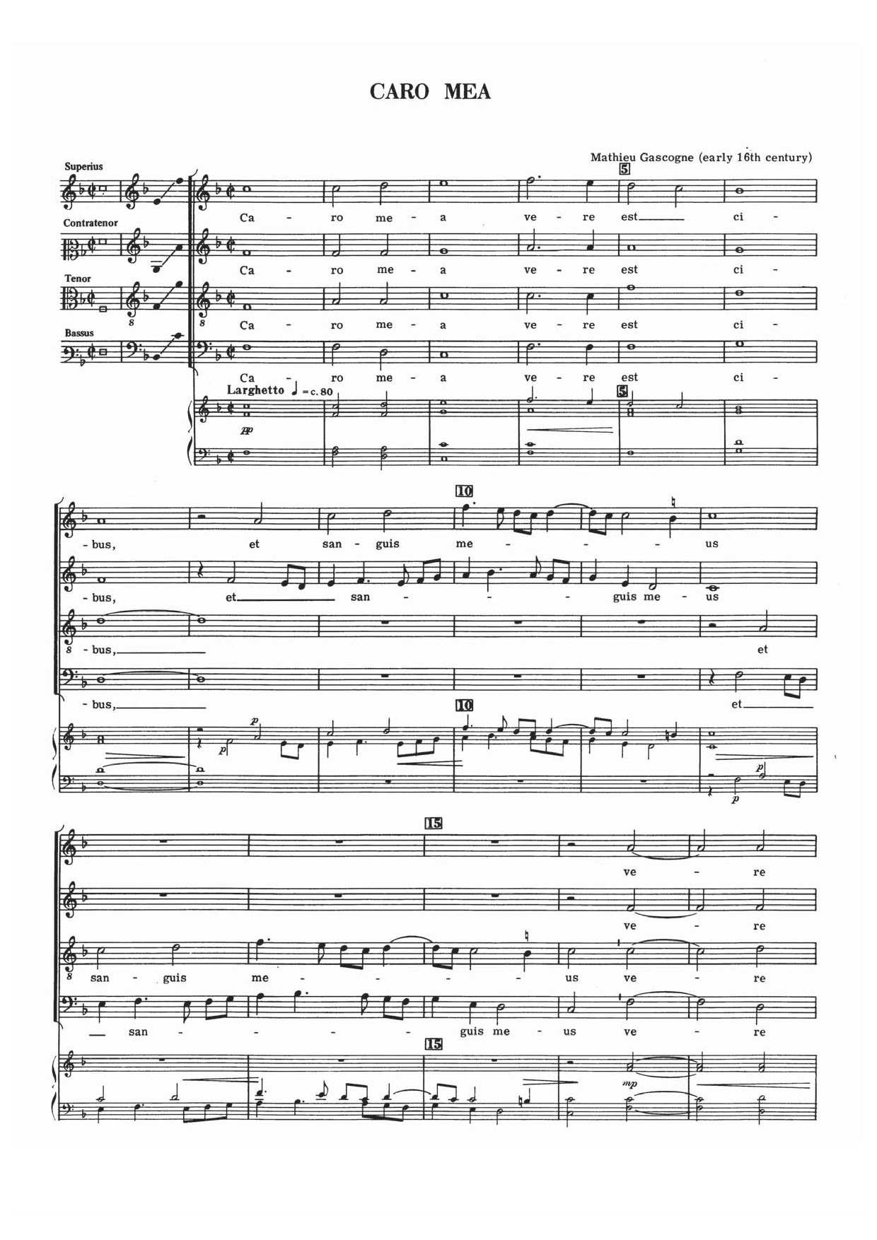 Mathieu Gascogne Caro Mea sheet music notes and chords arranged for Choir