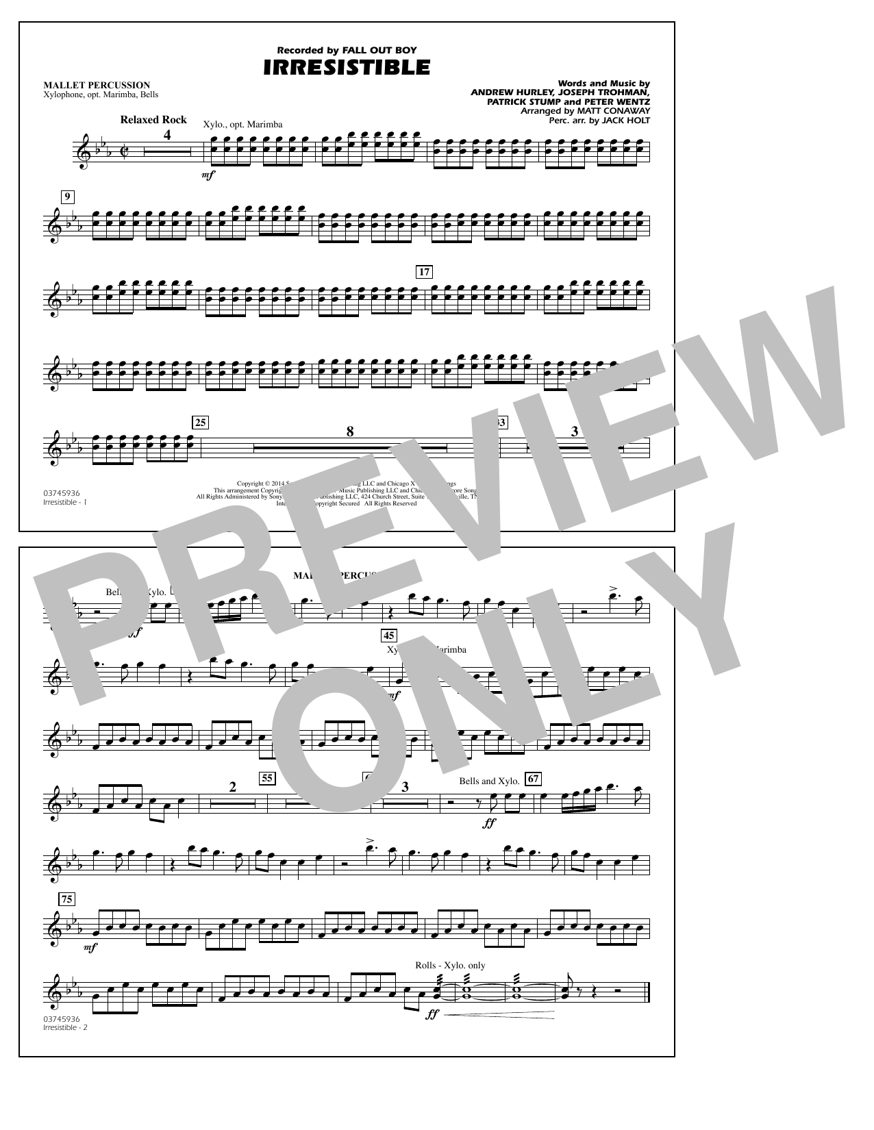 Matt Conaway Irresistible - Mallet Percussion sheet music notes and chords arranged for Marching Band