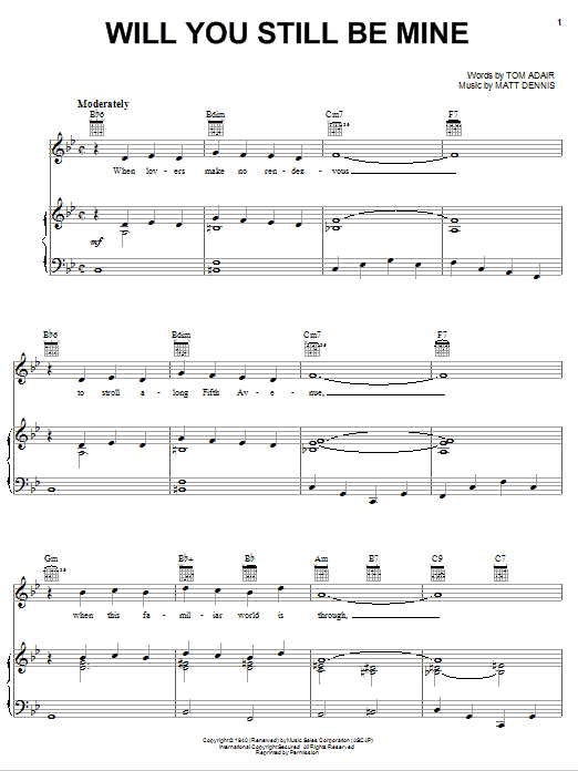Matt Dennis Will You Still Be Mine sheet music notes and chords arranged for Real Book – Melody & Chords – C Instruments