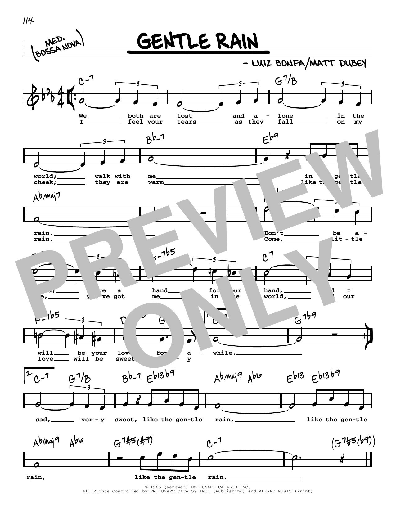 Matt Dubey Gentle Rain (High Voice) (from The Gentle Rain) sheet music notes and chords arranged for Real Book – Melody, Lyrics & Chords