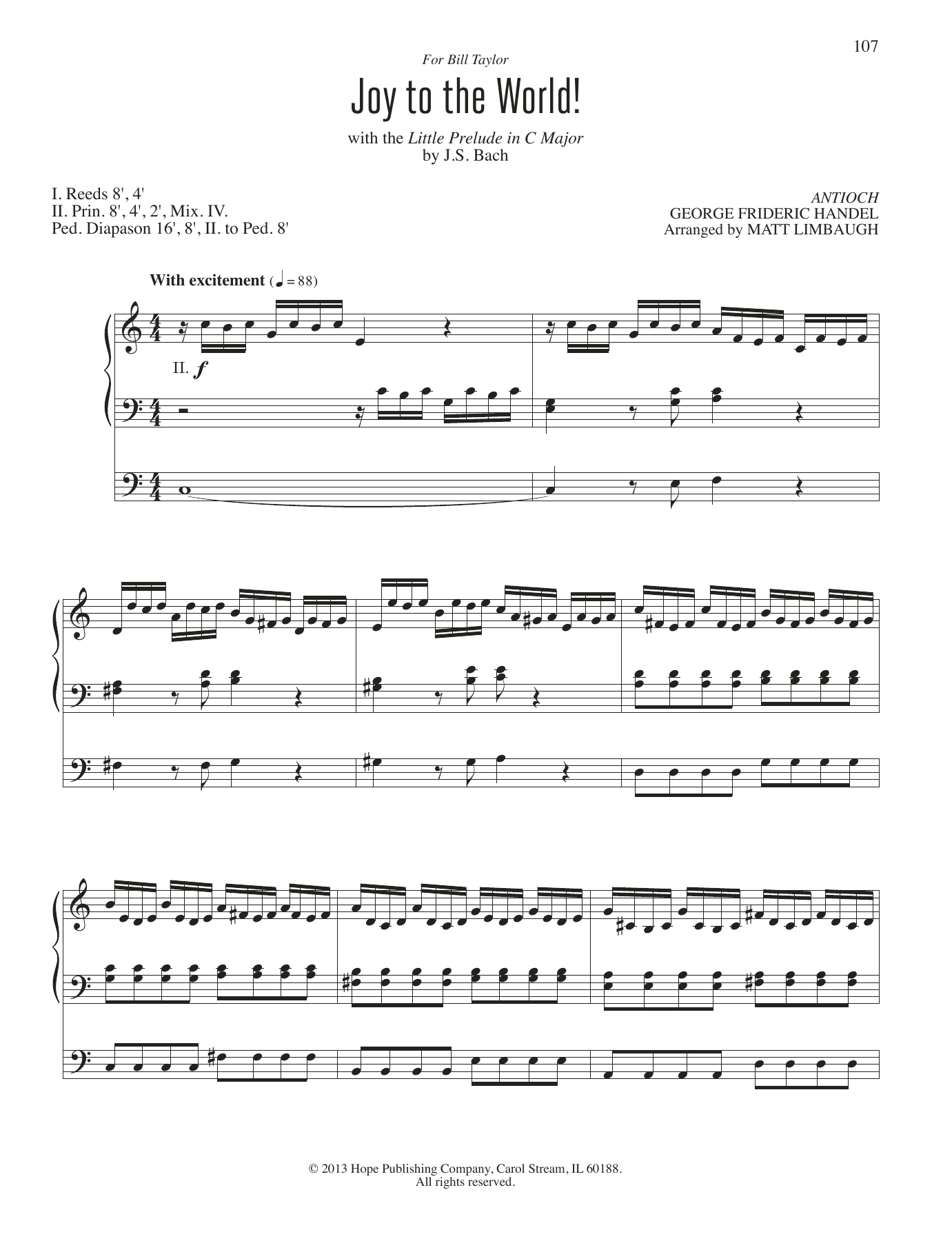 Matt Limbaugh Joy to the World! sheet music notes and chords arranged for Organ
