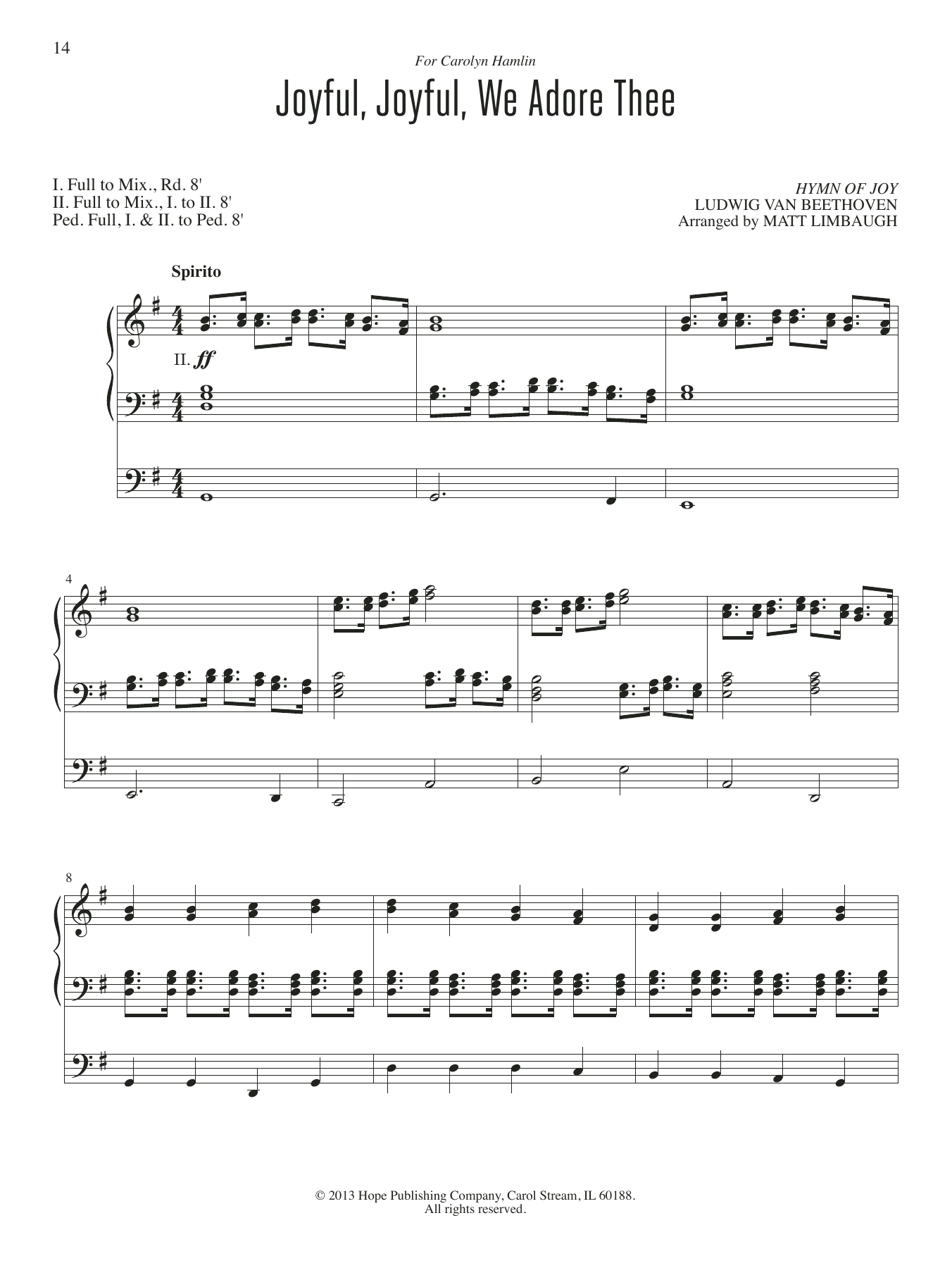 Matt Limbaugh Joyful, Joyful, We Adore Thee sheet music notes and chords arranged for Organ