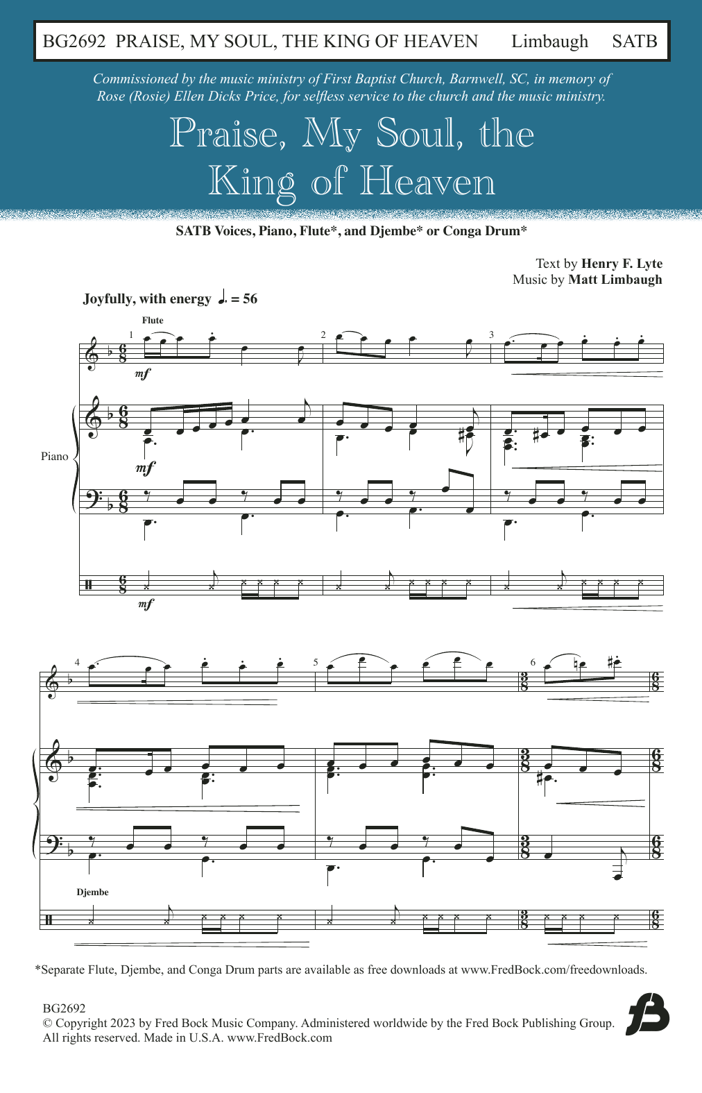 Matt Limbaugh Praise, My Soul, the King of Heaven sheet music notes and chords arranged for SATB Choir