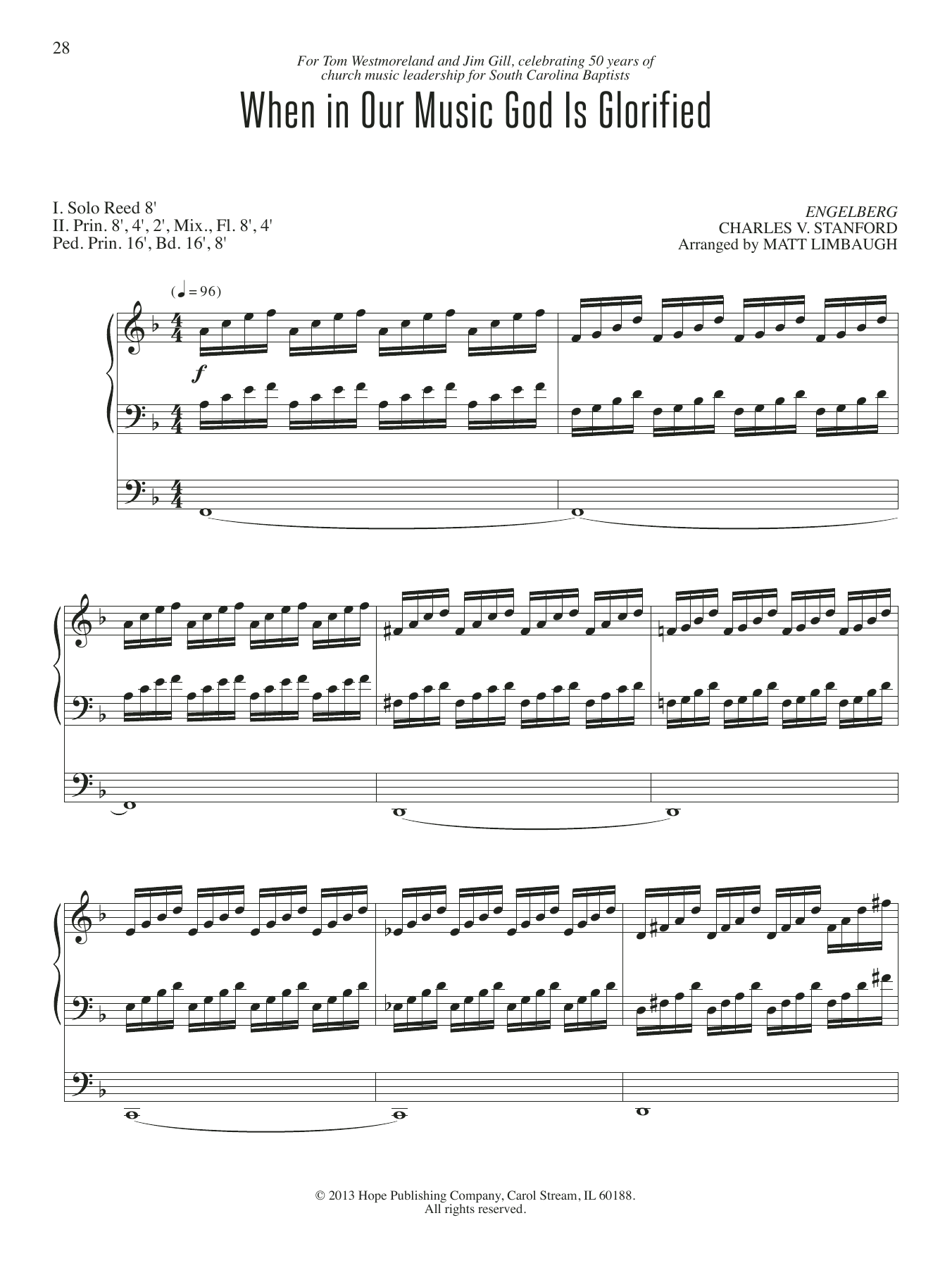 Matt Limbaugh When in Our Music God Is Glorified sheet music notes and chords arranged for Organ