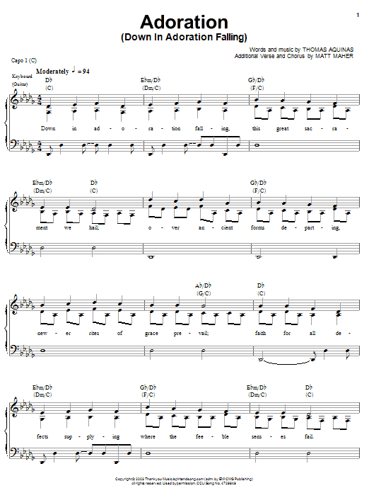 Matt Maher Adoration sheet music notes and chords arranged for Piano, Vocal & Guitar Chords (Right-Hand Melody)