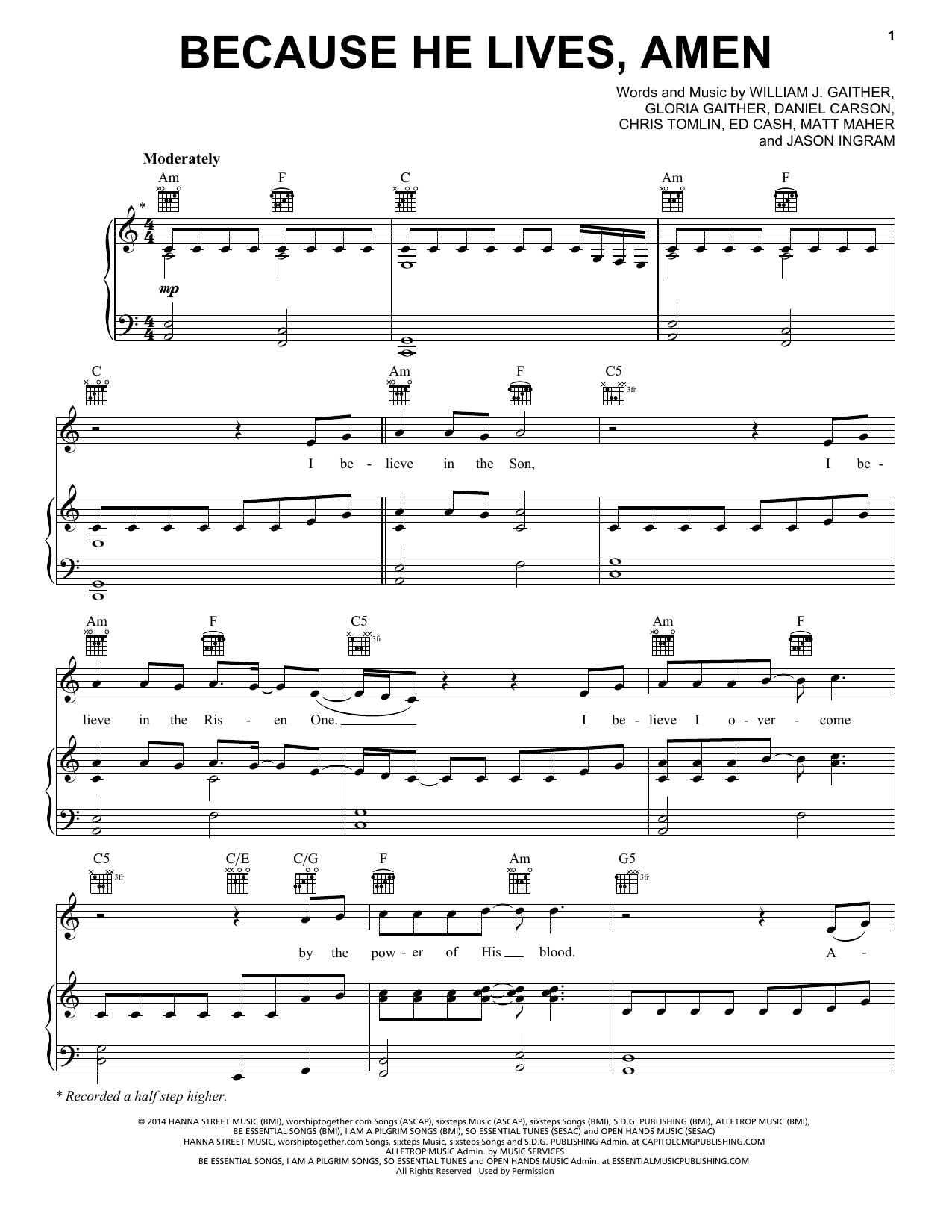 Matt Maher Because He Lives, Amen sheet music notes and chords arranged for Super Easy Piano
