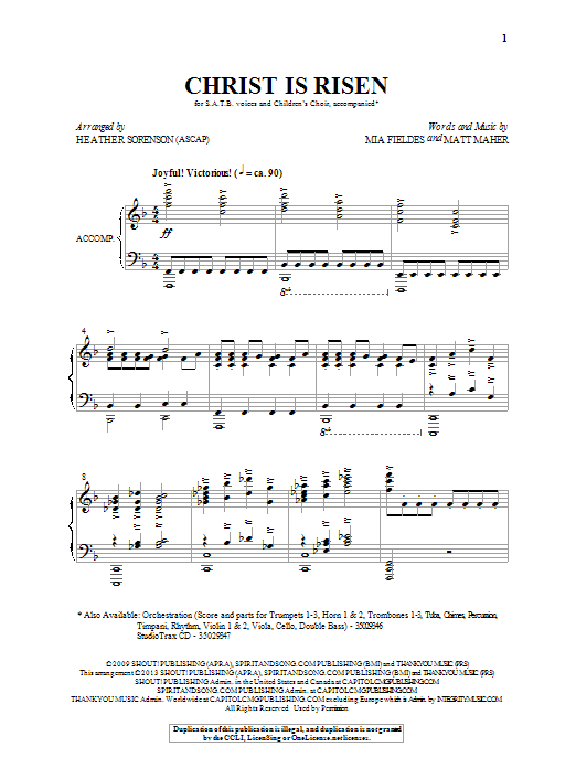 Matt Maher Christ Is Risen (arr. Heather Sorenson) sheet music notes and chords arranged for SATB Choir