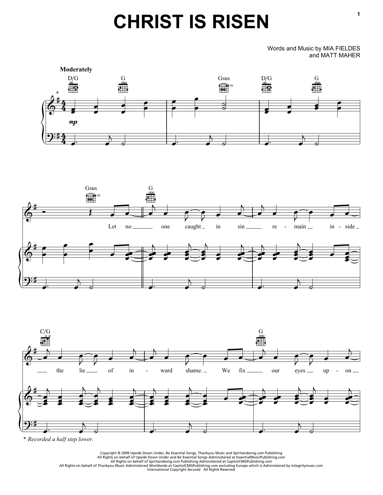 Matt Maher Christ Is Risen sheet music notes and chords arranged for Big Note Piano