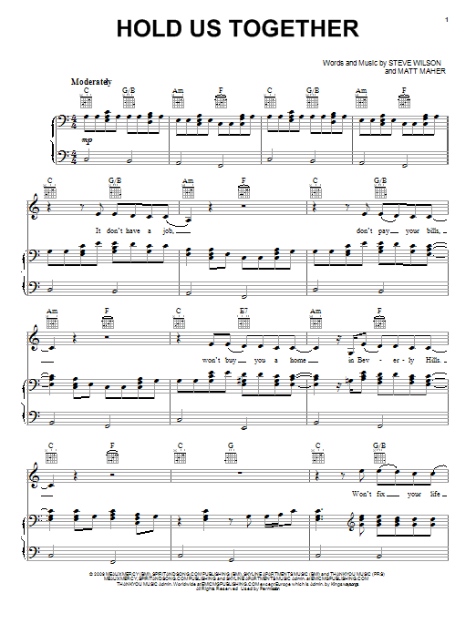 Matt Maher Hold Us Together sheet music notes and chords arranged for Piano, Vocal & Guitar Chords (Right-Hand Melody)