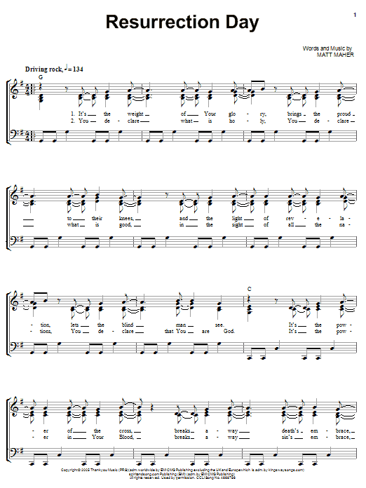 Matt Maher Resurrection Day sheet music notes and chords arranged for Piano, Vocal & Guitar Chords (Right-Hand Melody)
