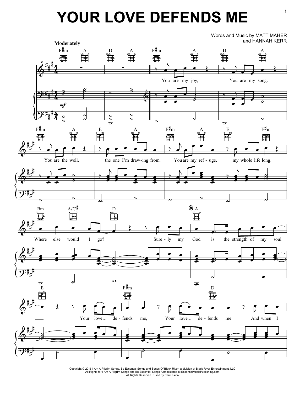 Matt Maher Your Love Defends Me sheet music notes and chords arranged for Piano, Vocal & Guitar Chords (Right-Hand Melody)