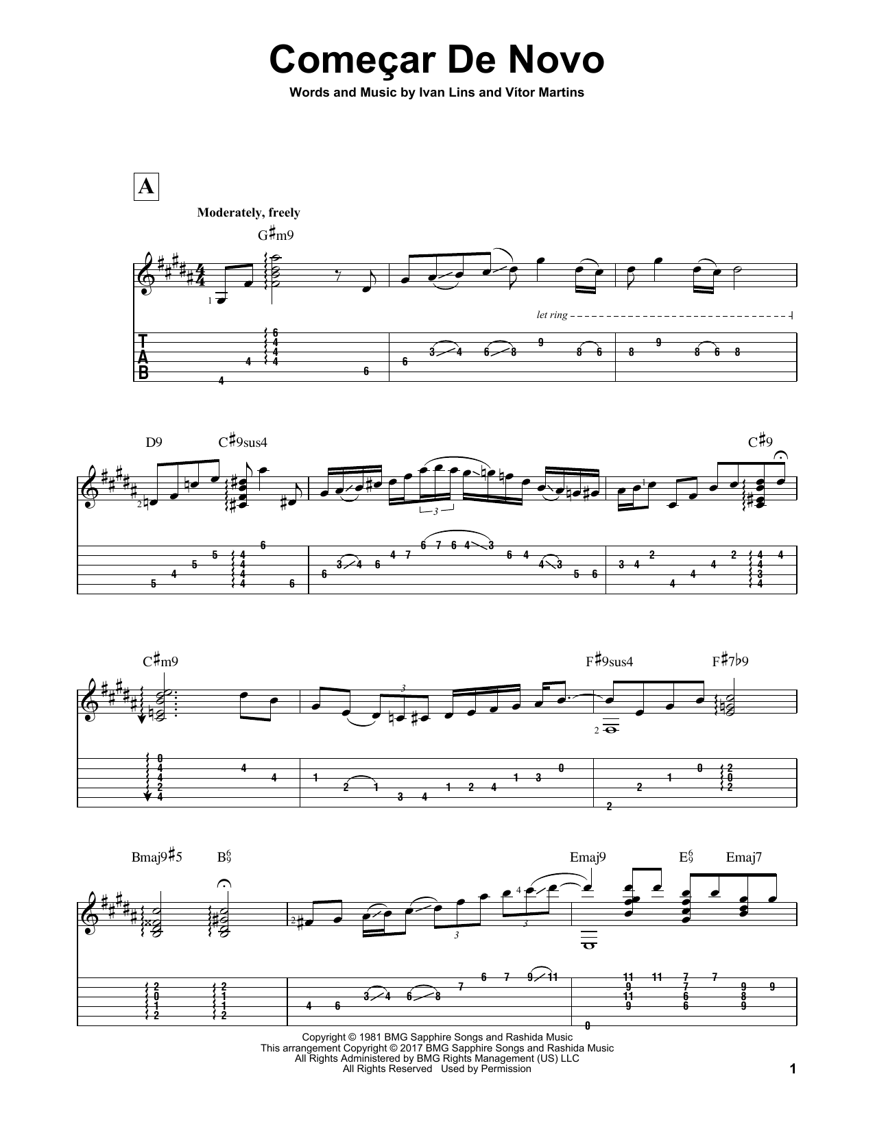 Matt Otten Comecar De Novo sheet music notes and chords arranged for Solo Guitar