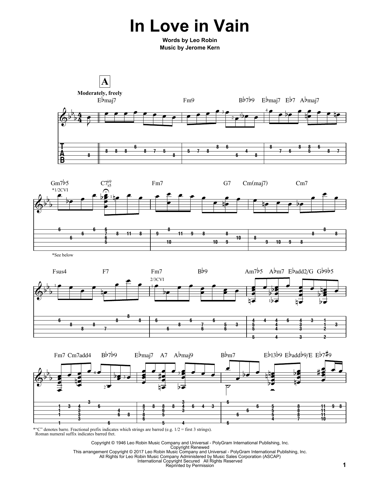 Matt Otten In Love In Vain sheet music notes and chords arranged for Solo Guitar