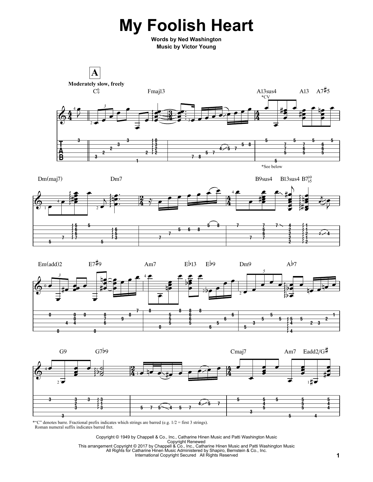 Matt Otten My Foolish Heart sheet music notes and chords arranged for Solo Guitar