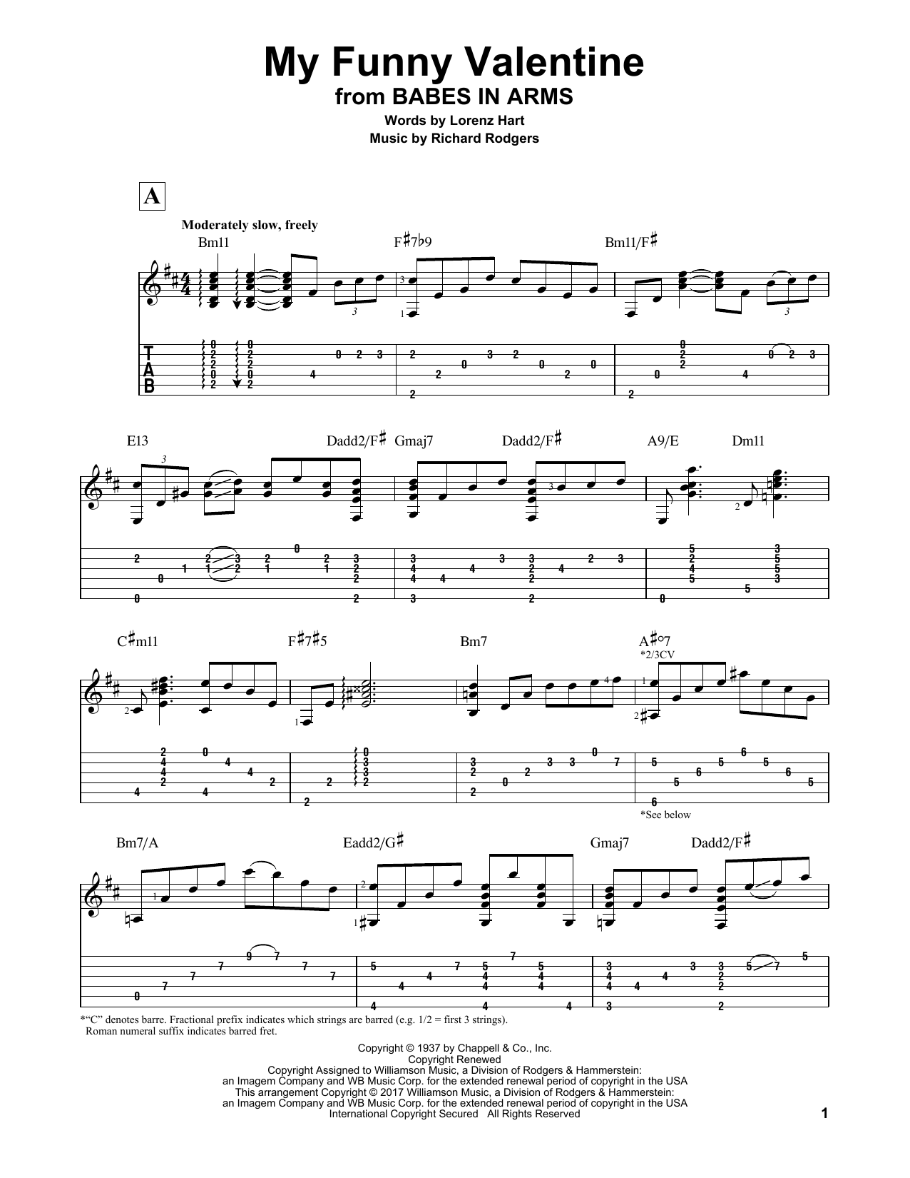 Matt Otten My Funny Valentine sheet music notes and chords arranged for Solo Guitar
